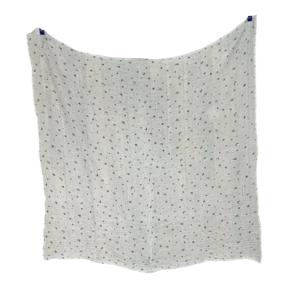 TL Care American Baby Company White Gray Moon Stars Muslin Swaddle Blanket 2018